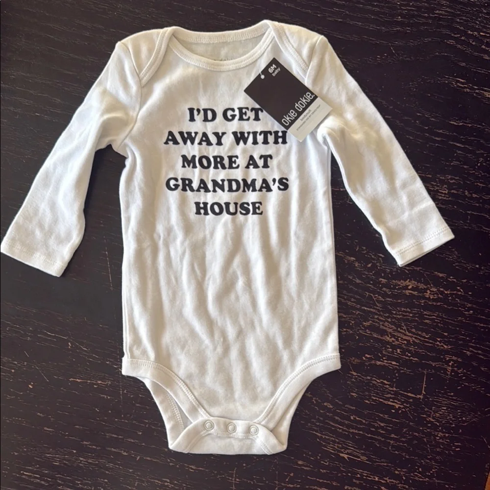 Okie Dokie White Long Sleeve Onesie